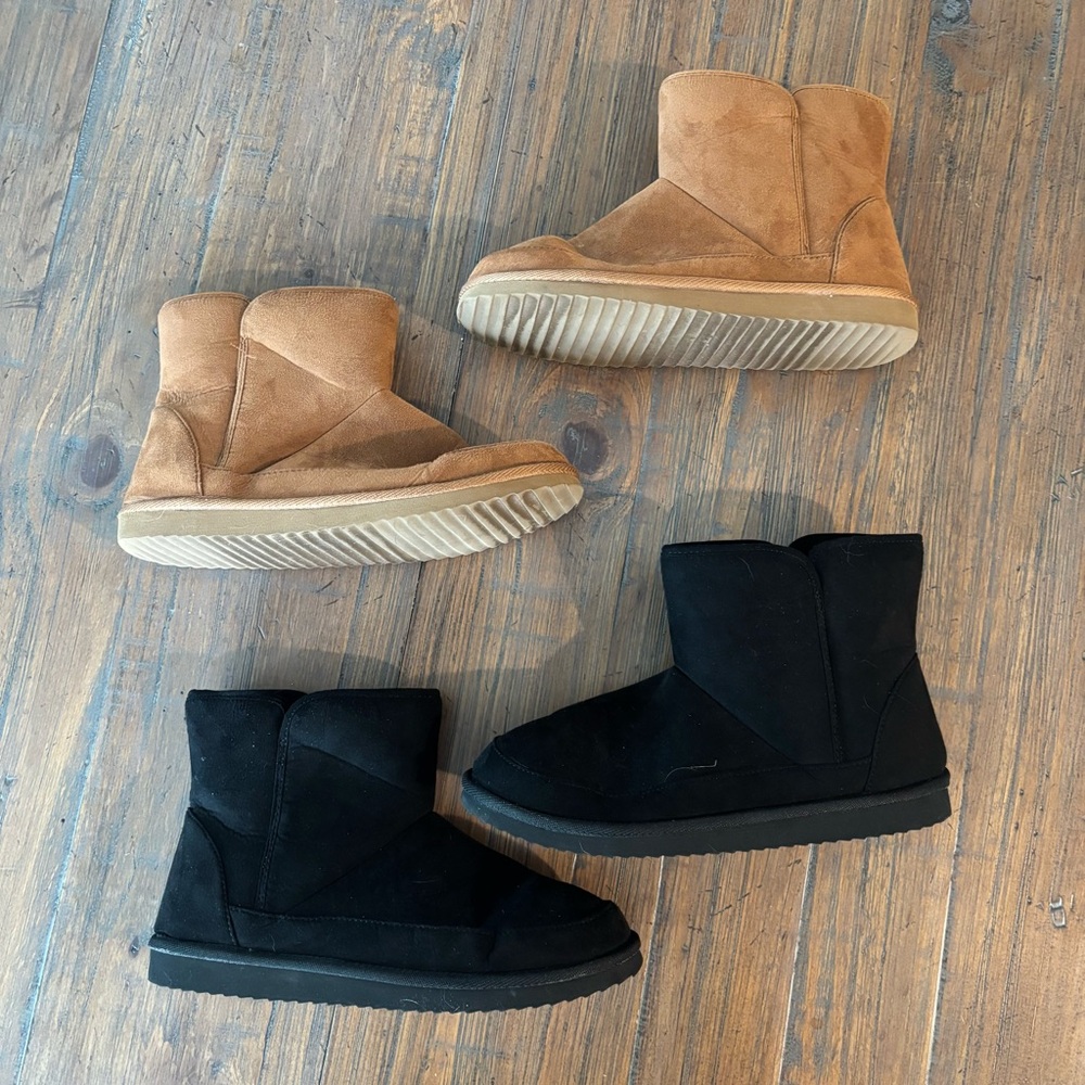 Old Navy size 8 chestnut and black Cozy Booties ankle boots bundle